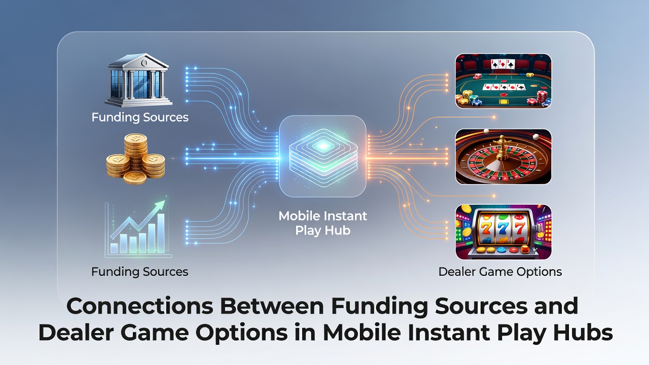Mobile instant play interface showing funding options alongside live dealer game selections