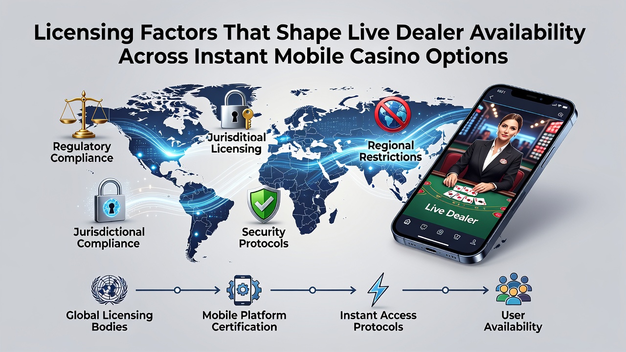 Regulatory documents and mobile devices illustrating licensing requirements for live dealer platforms