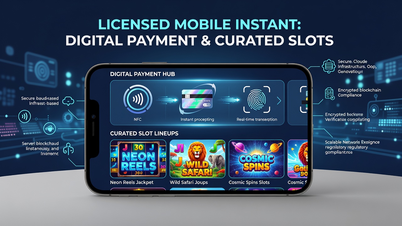 Mobile interface displaying curated slots alongside payment confirmation screens in a licensed gaming app